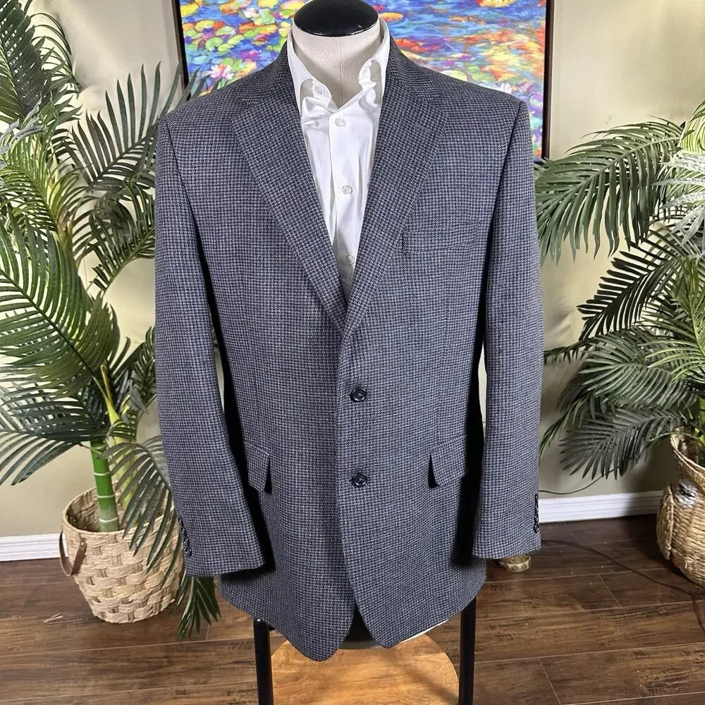 Jos A Bank 1905 Men 44L Sportcoat Blazer Houndstooth weave Olive Black Beige